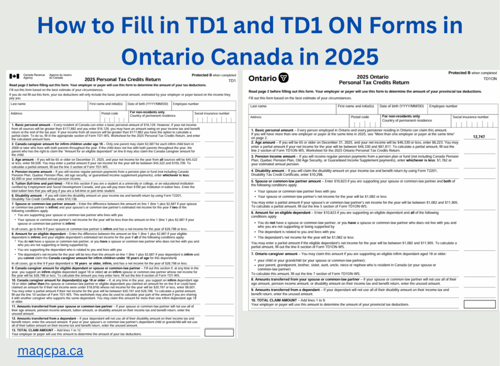 how to fill in TD1 and TD1 ON forms
